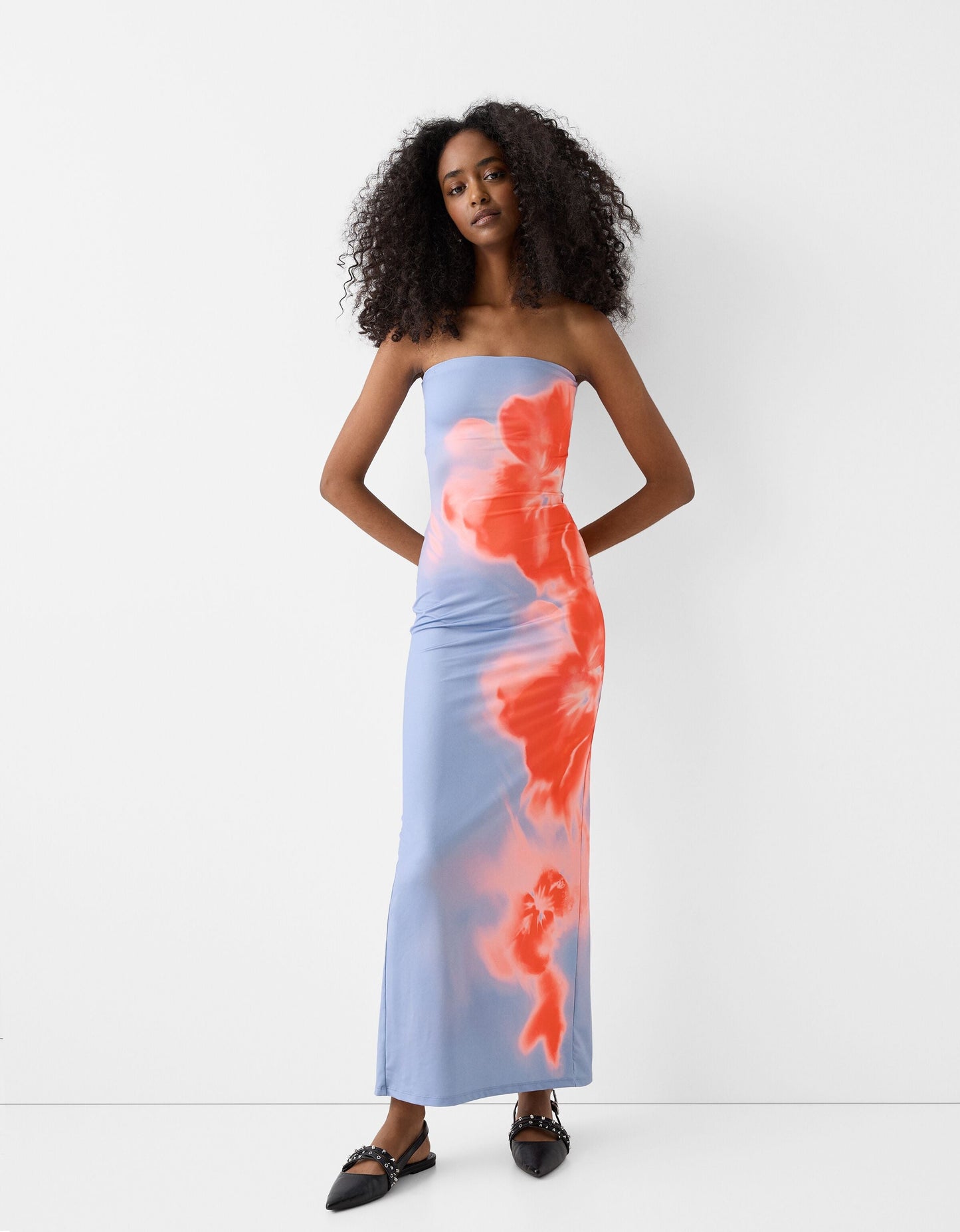 Lotus - Çiçekli Bandeau Elbise