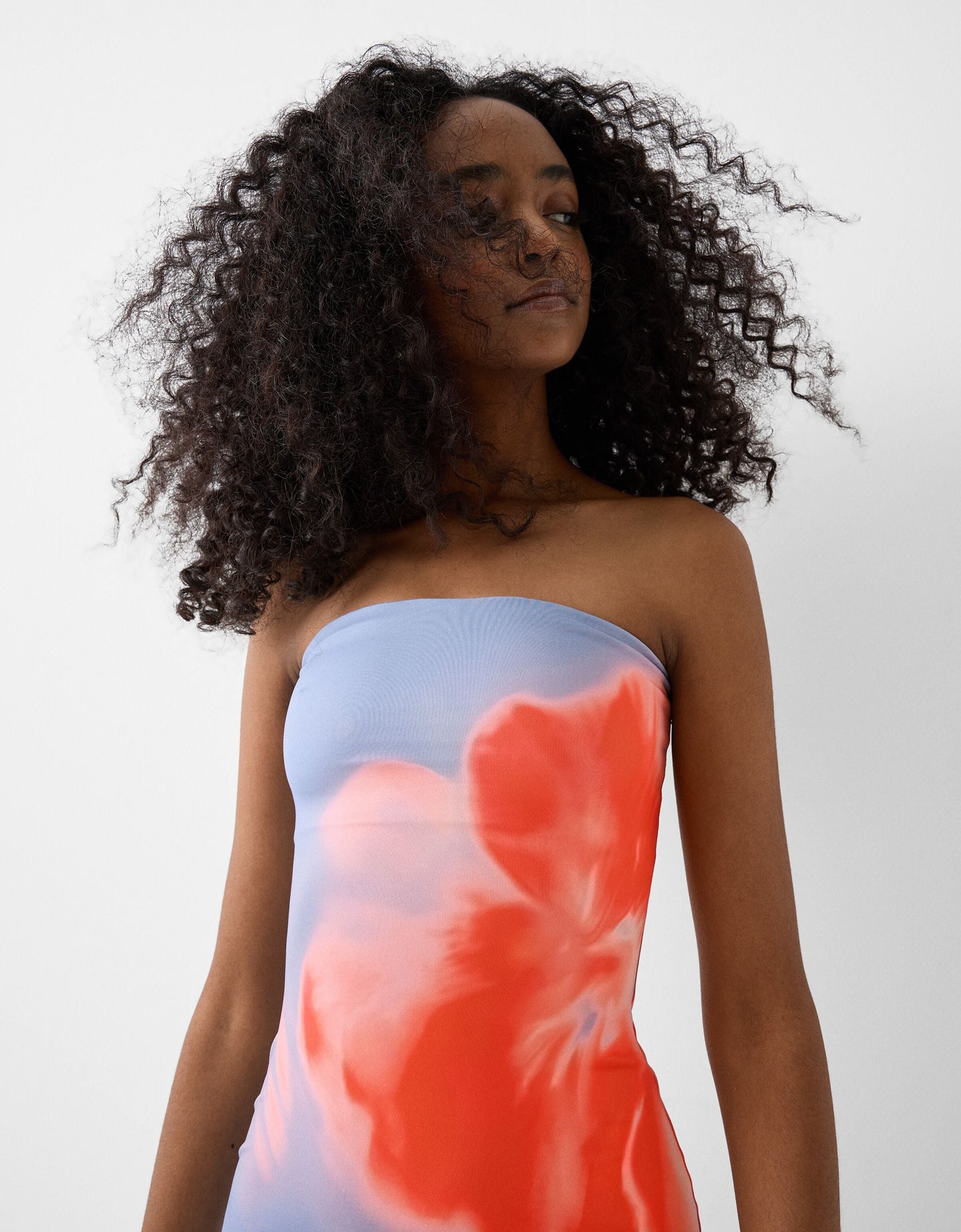 Lotus - Çiçekli Bandeau Elbise