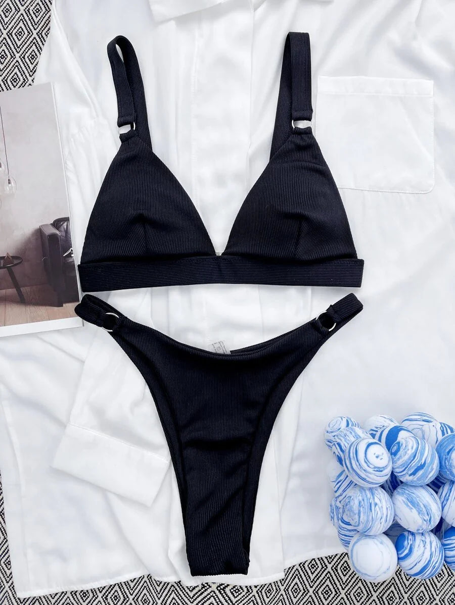 Halka Detaylı Sade Gündelik Bikini Takımı Niebbla
