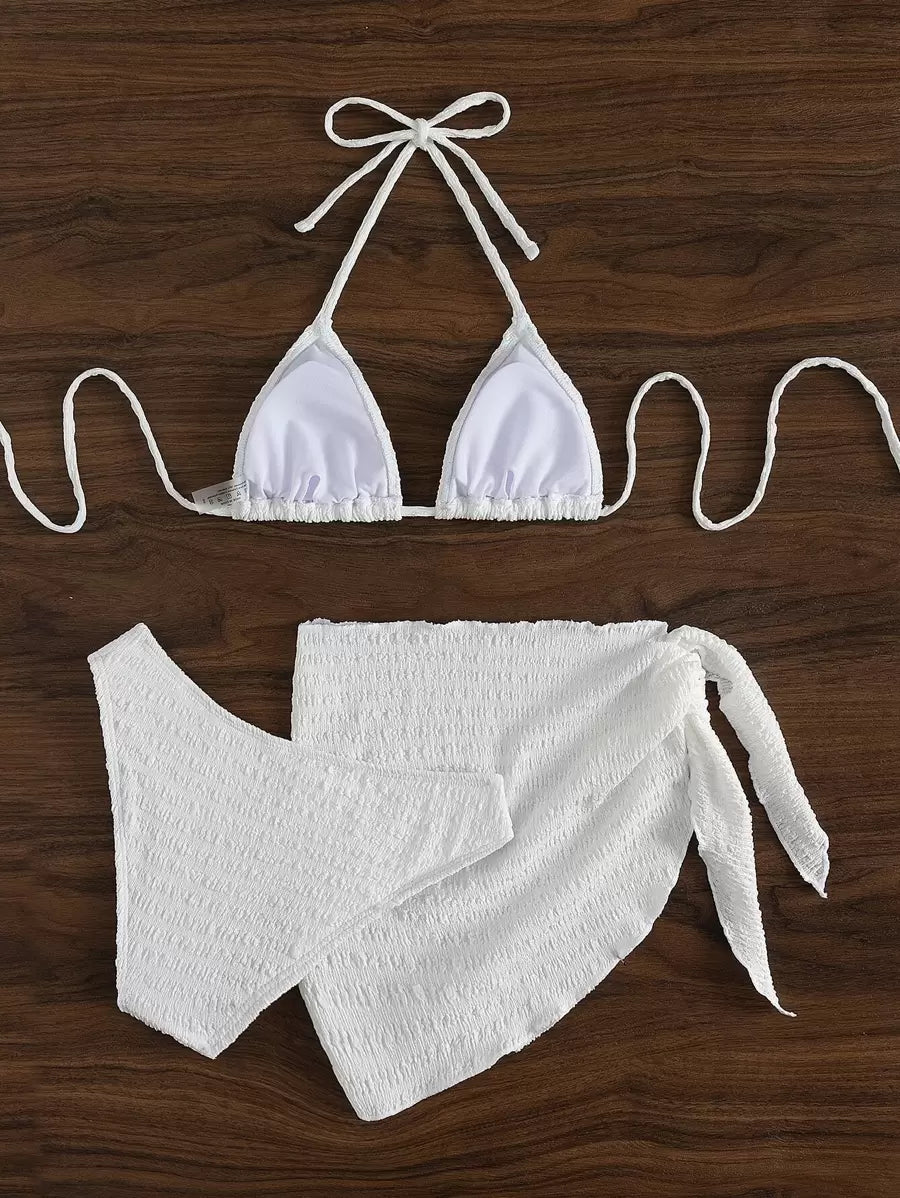 3 Parça Bikini Ve Düğümlü Mini Etek Takımı Niebbla