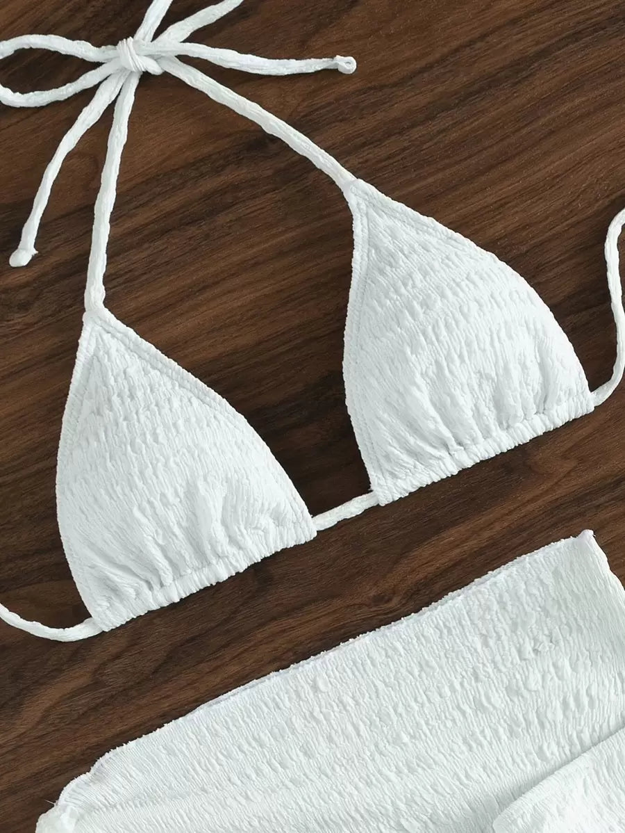 3 Parça Bikini Ve Düğümlü Mini Etek Takımı Niebbla