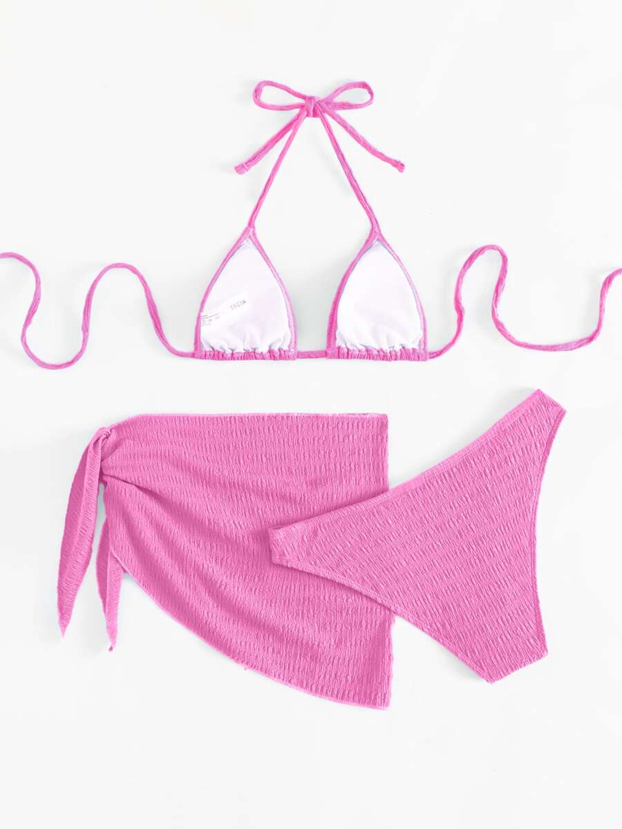 3 Parça Bikini Ve Düğümlü Mini Etek Takımı Niebbla