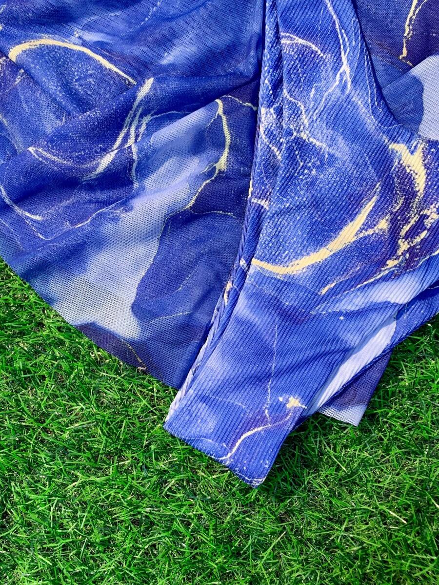 Mermer Desenli Düğümlü Bohem Bikini Takımı Niebbla