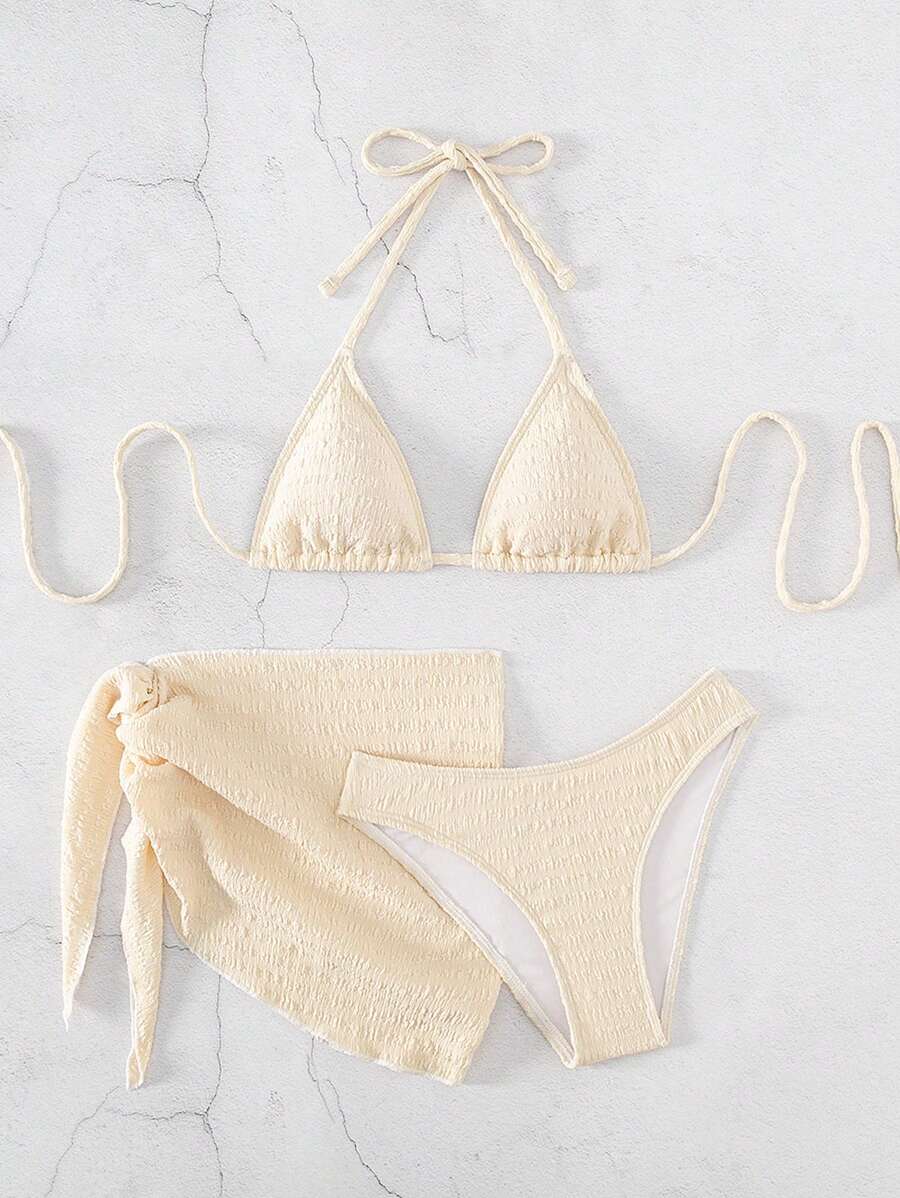 3 Parça Bikini Ve Düğümlü Mini Etek Takımı Niebbla