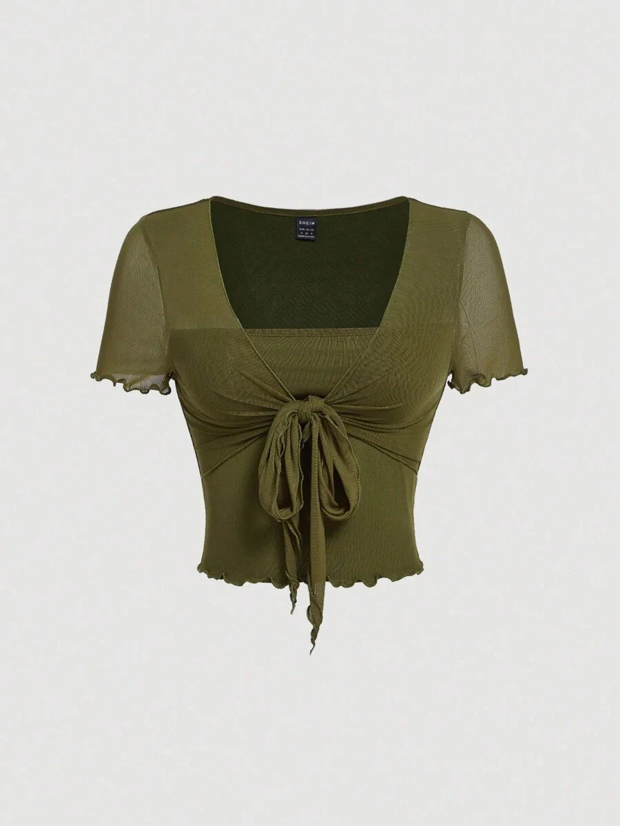 Bağcık Detaylı Romantik Crop Niebbla