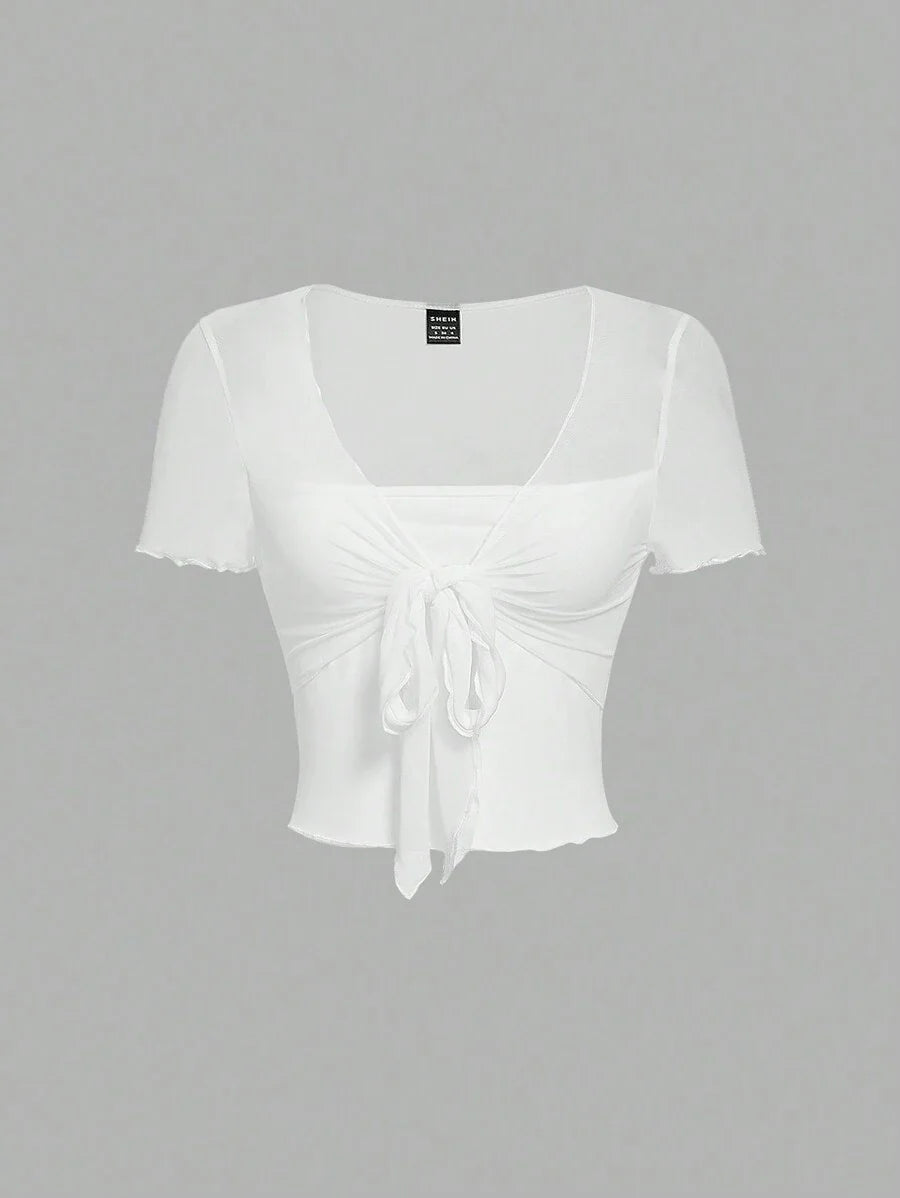 Bağcık Detaylı Romantik Crop Niebbla