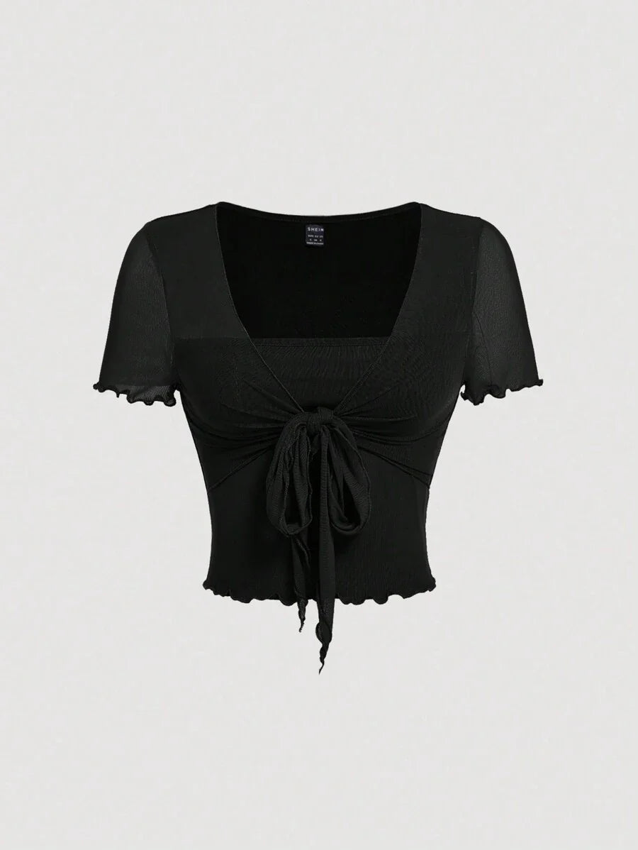 Bağcık Detaylı Romantik Crop Niebbla