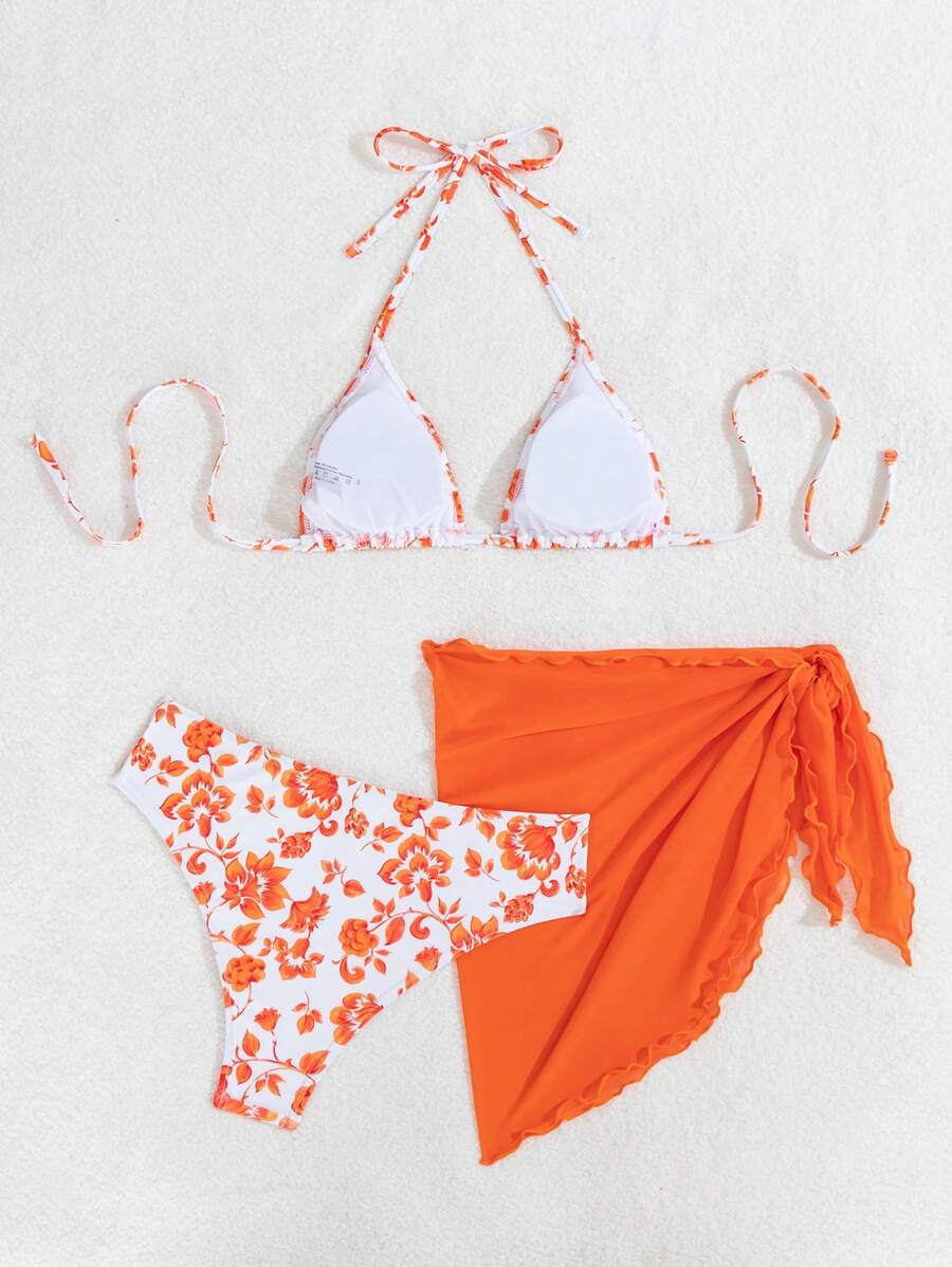 Düğüm Detaylı Çiçek Desenli Bikini Takımı Niebbla