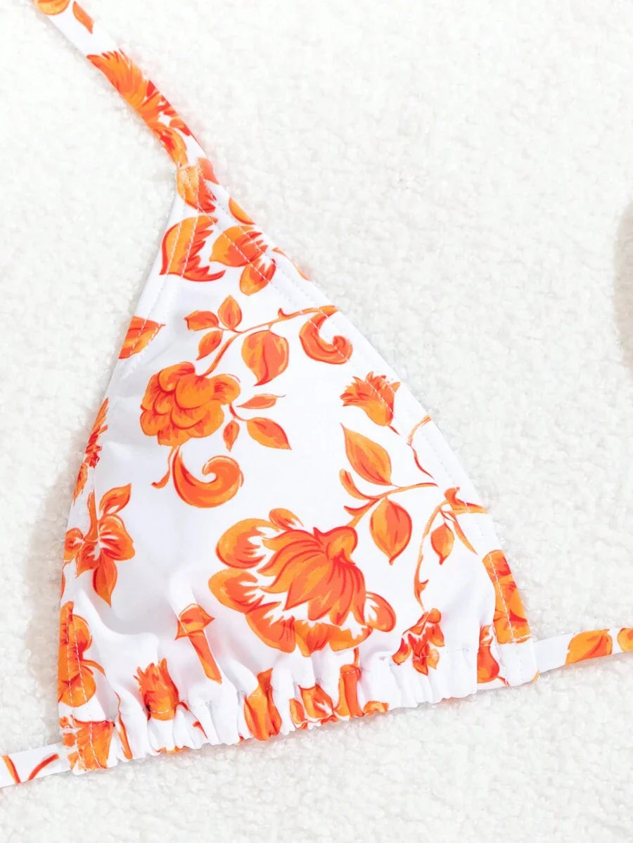 Düğüm Detaylı Çiçek Desenli Bikini Takımı Niebbla