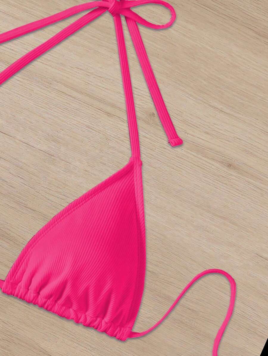 Çiçek Desenli Halter Bağcıklı Bikini Takımı Niebbla