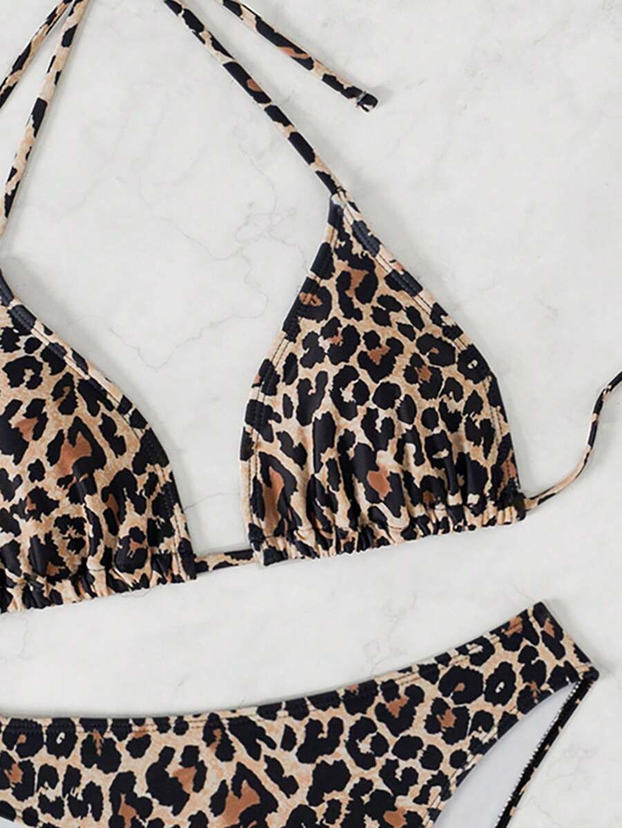 Çiçek Desenli Halter Bağcıklı Bikini Takımı Niebbla