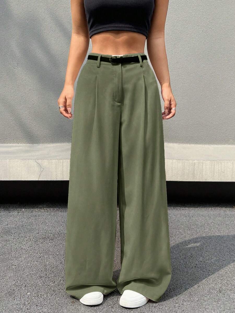 Kemerli Geniş Paça Günlük Pantolon Niebbla