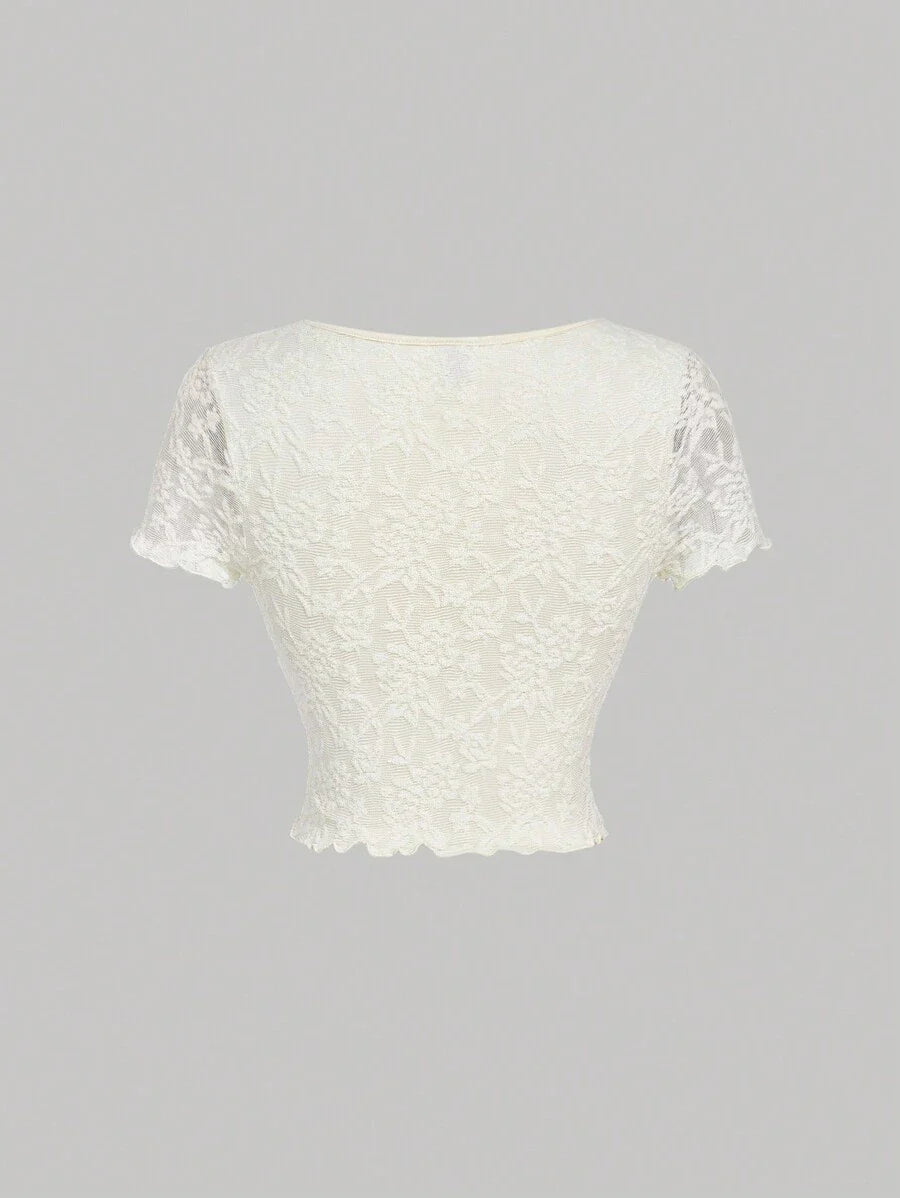 Bağcık Detaylı Romantik Crop Niebbla