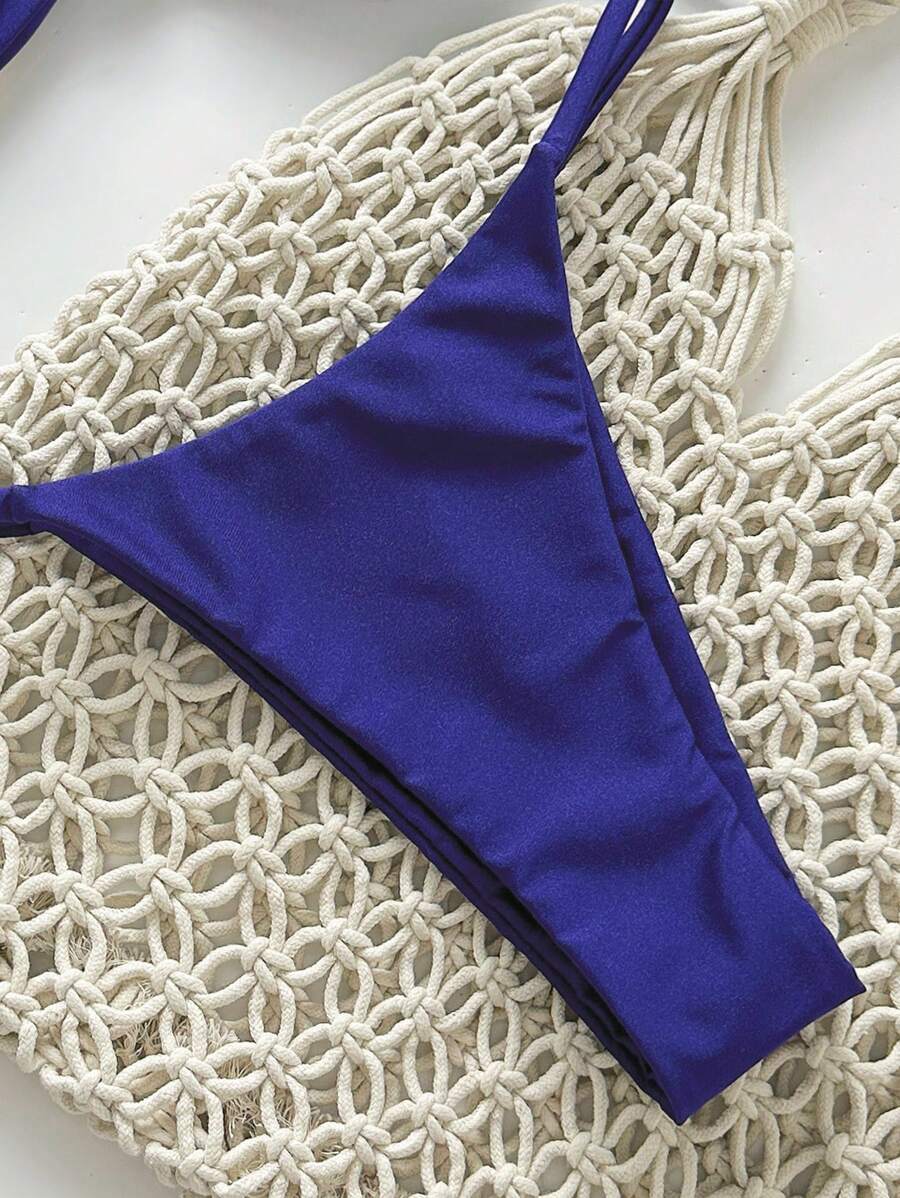 Pembe Straplez Bağcıklı Metal Detaylı Bikini Takımı Niebbla