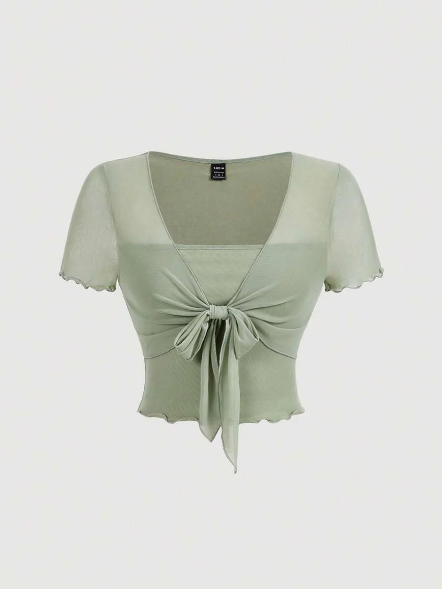 Bağcık Detaylı Romantik Crop Niebbla