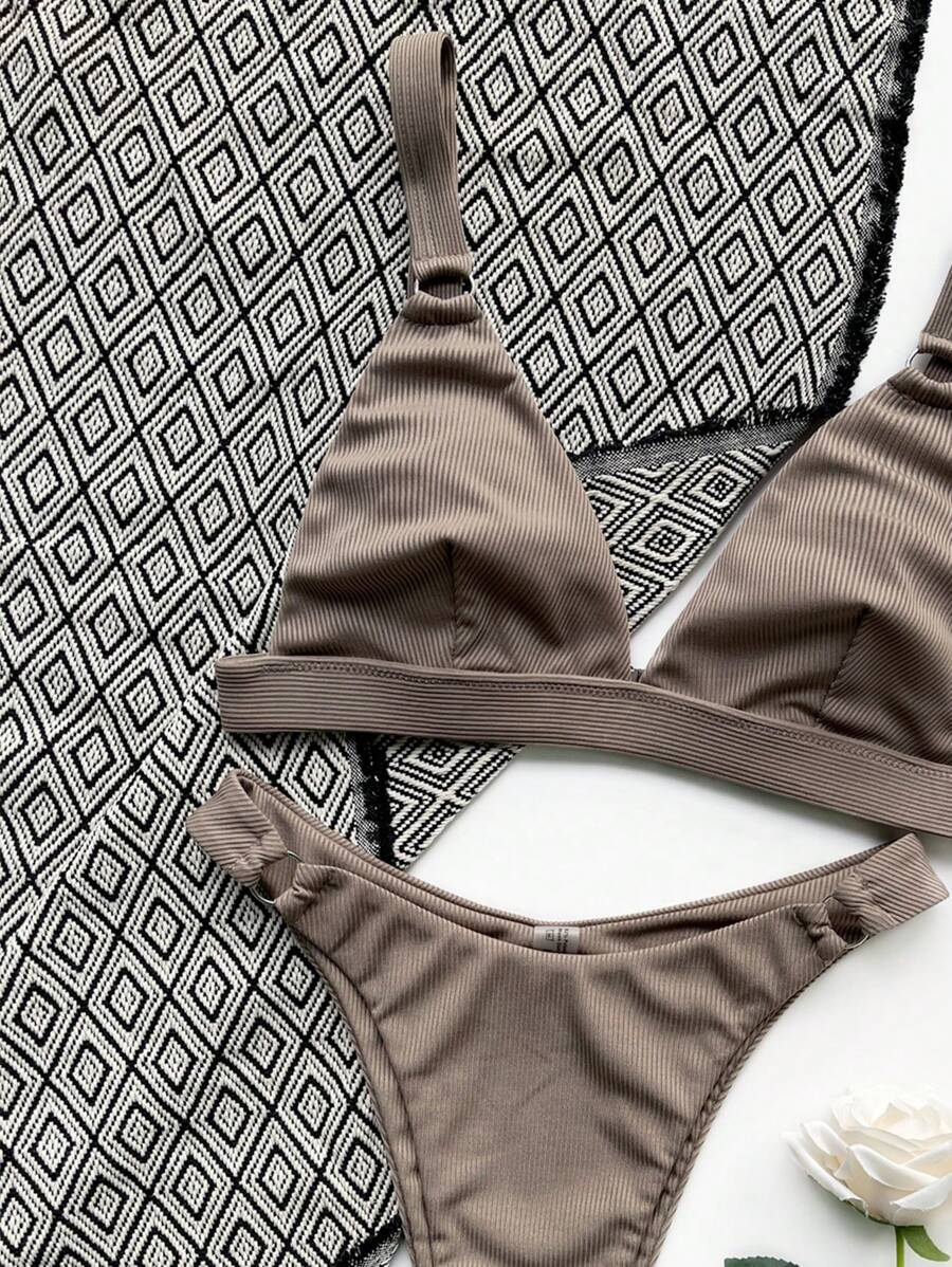 Halka Detaylı Sade Gündelik Bikini Takımı Niebbla