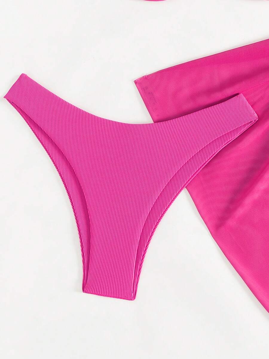 3'Lü Balenli Bikini Takımı Ve Örgü Plaj Eteği Niebbla