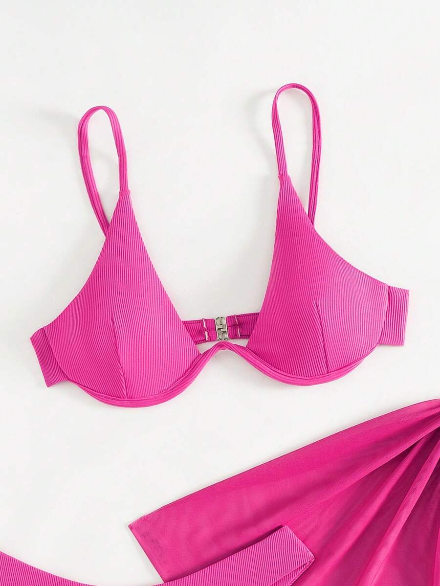 3'Lü Balenli Bikini Takımı Ve Örgü Plaj Eteği Niebbla