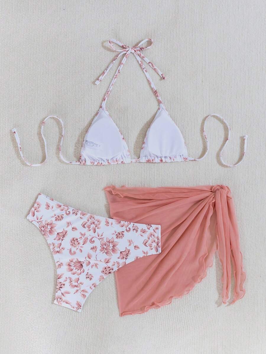 Düğüm Detaylı Çiçek Desenli Bikini Takımı Niebbla