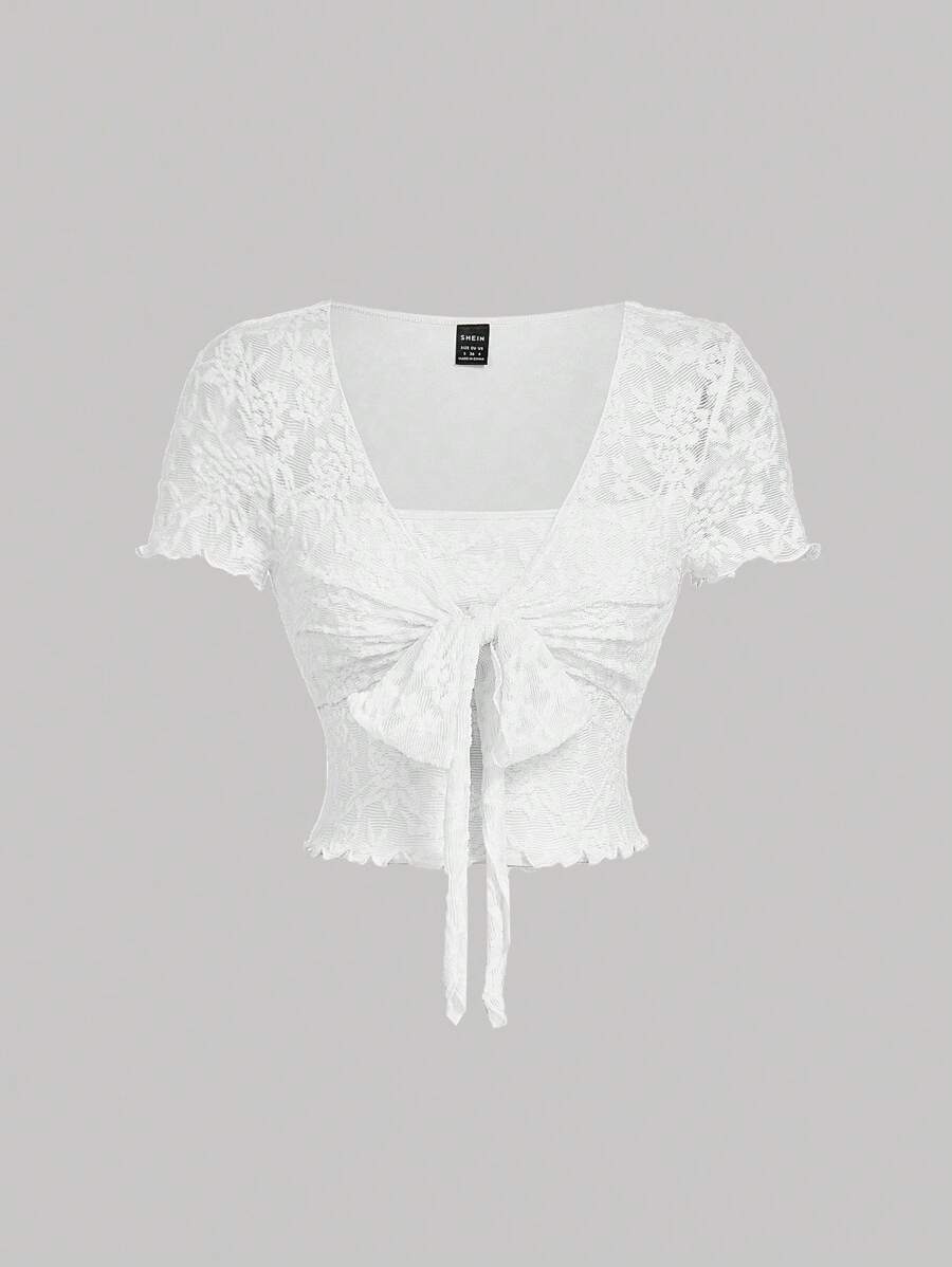 Bağcık Detaylı Romantik Crop Niebbla