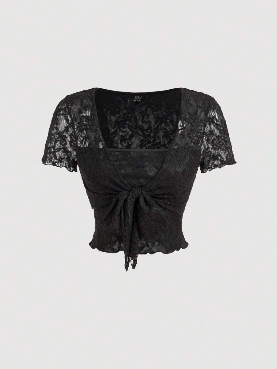 Bağcık Detaylı Romantik Crop Niebbla
