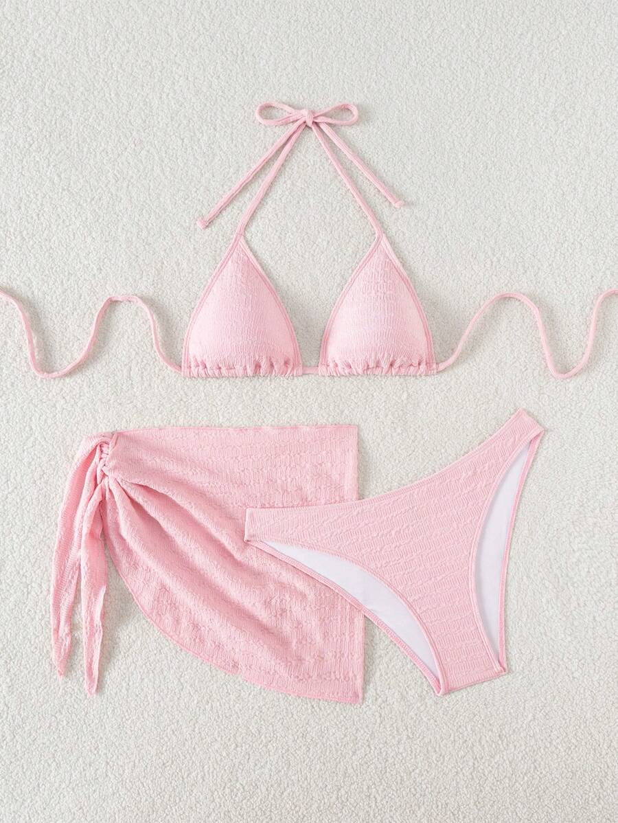 3 Parça Bikini Ve Düğümlü Mini Etek Takımı Niebbla