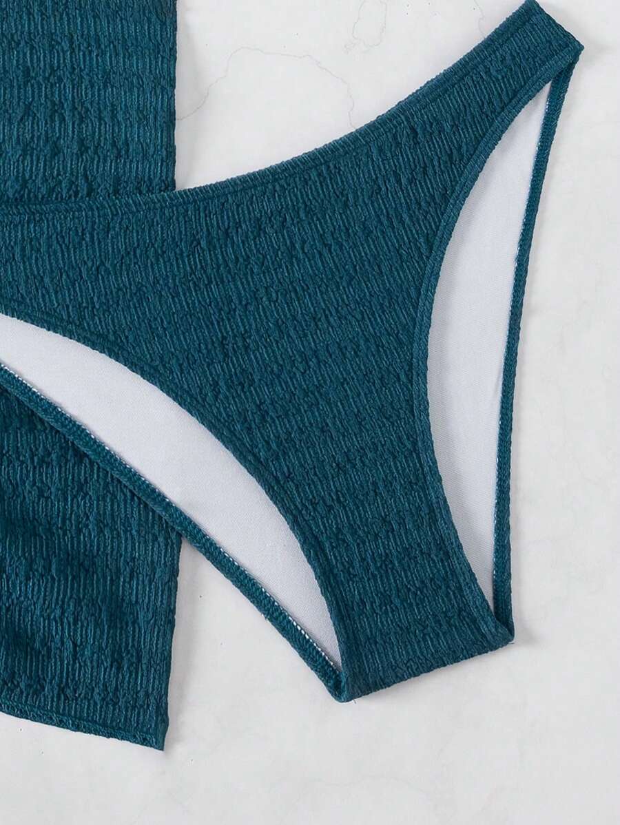 3 Parça Bikini Ve Düğümlü Mini Etek Takımı Niebbla