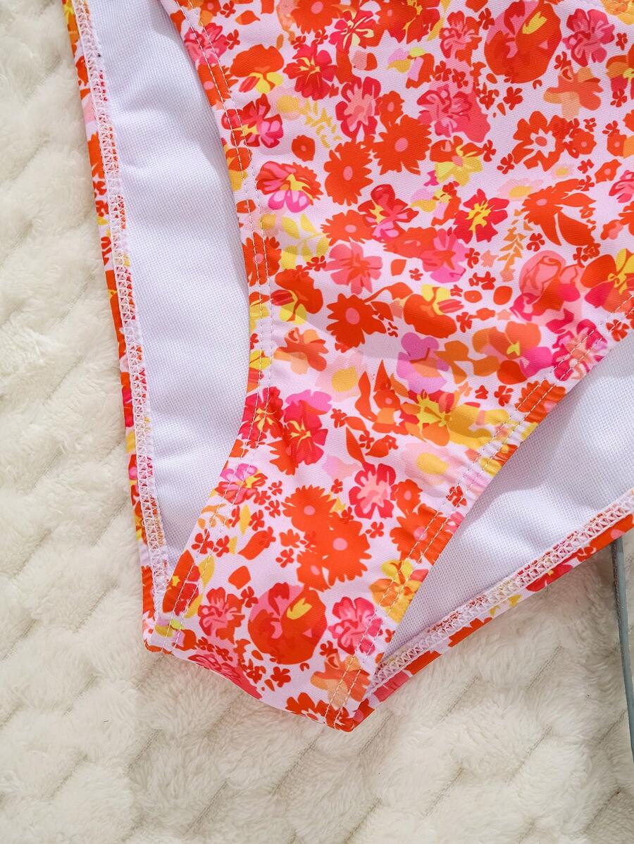 Çiçek Desenli Halter Bağcıklı Bikini Takımı Niebbla