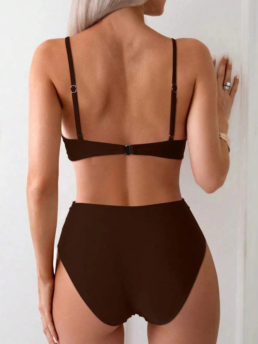 Askılı Yüksek Bel Balenli Bikini Takımı Niebbla