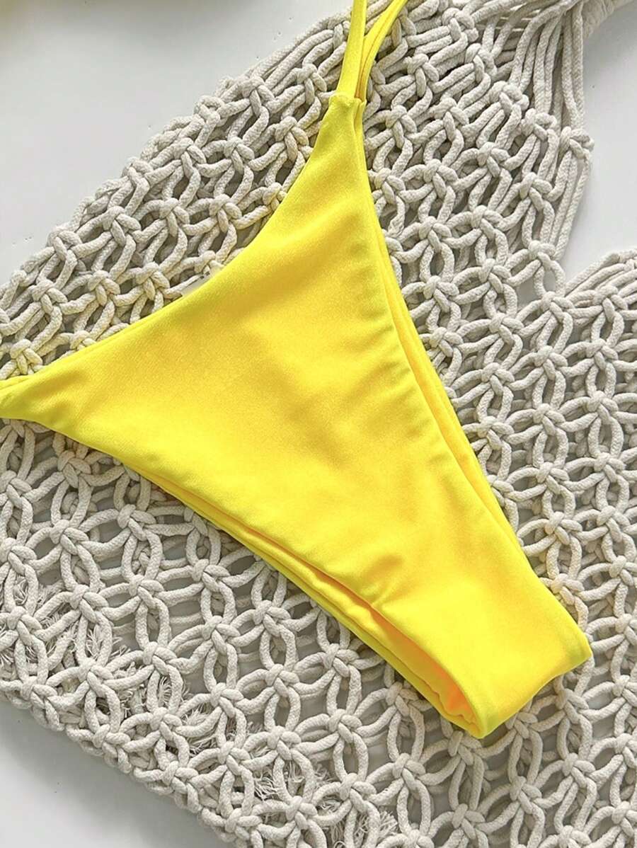 Pembe Straplez Bağcıklı Metal Detaylı Bikini Takımı Niebbla