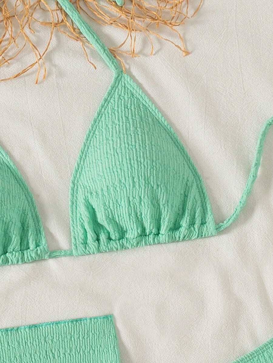 3 Parça Bikini Ve Düğümlü Mini Etek Takımı Niebbla