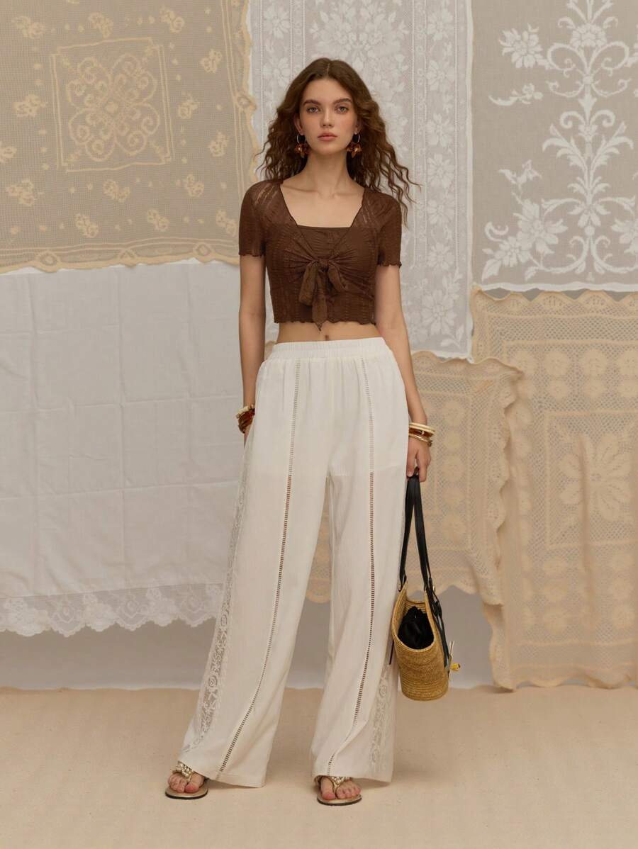 Bağcık Detaylı Romantik Crop Niebbla
