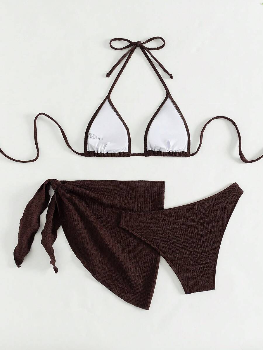 3 Parça Bikini Ve Düğümlü Mini Etek Takımı Niebbla