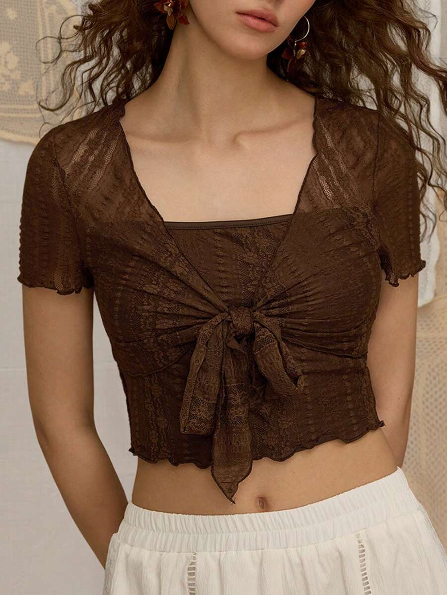 Bağcık Detaylı Romantik Crop Niebbla