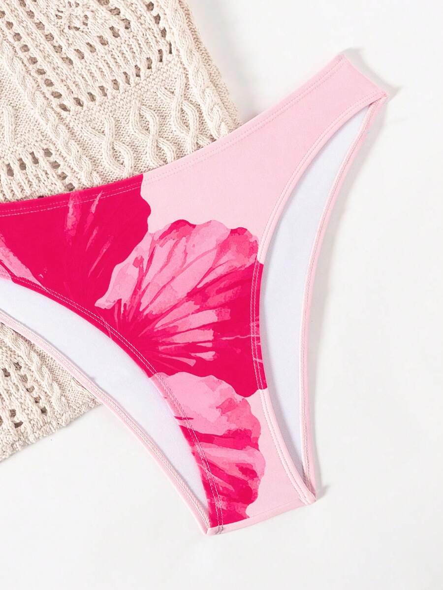 Çiçek Desenli Halter Bağcıklı Bikini Takımı Niebbla