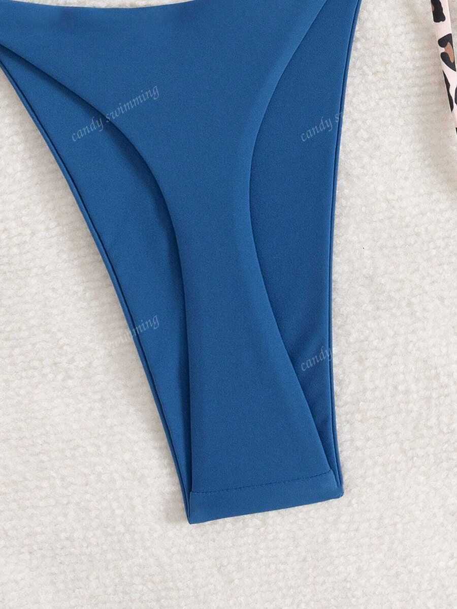 Leopar Desenli Boyundan Bağlamalı Bikini Takımı Niebbla