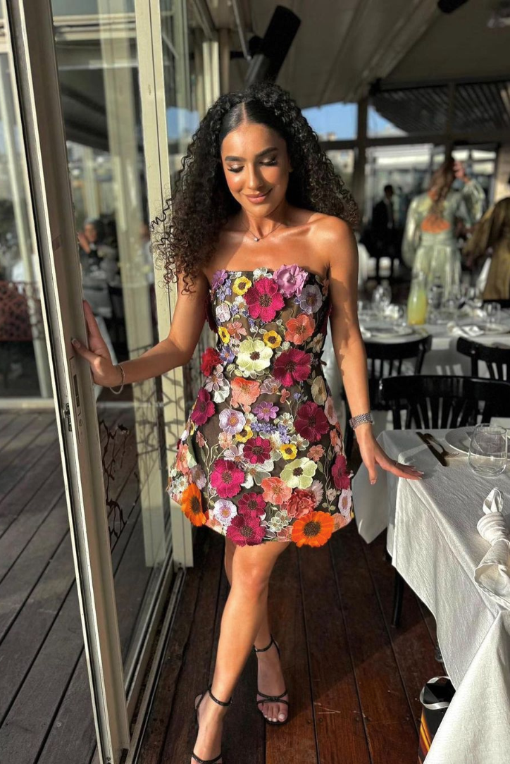 Arinze - Çiçek Detaylı Korsaj Mesh mini Elbise Mağazam