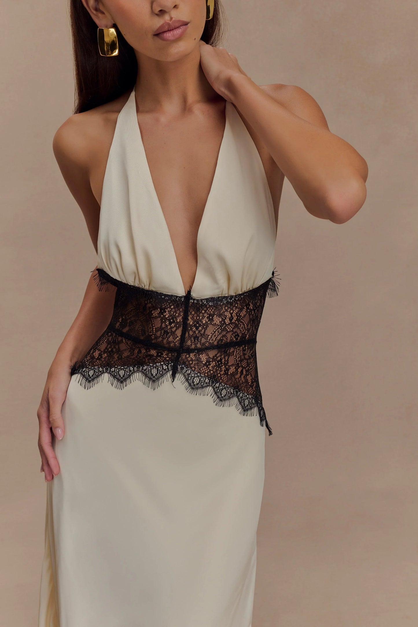 Avery - Dantelli Halter Maxi Elbise Mağazam