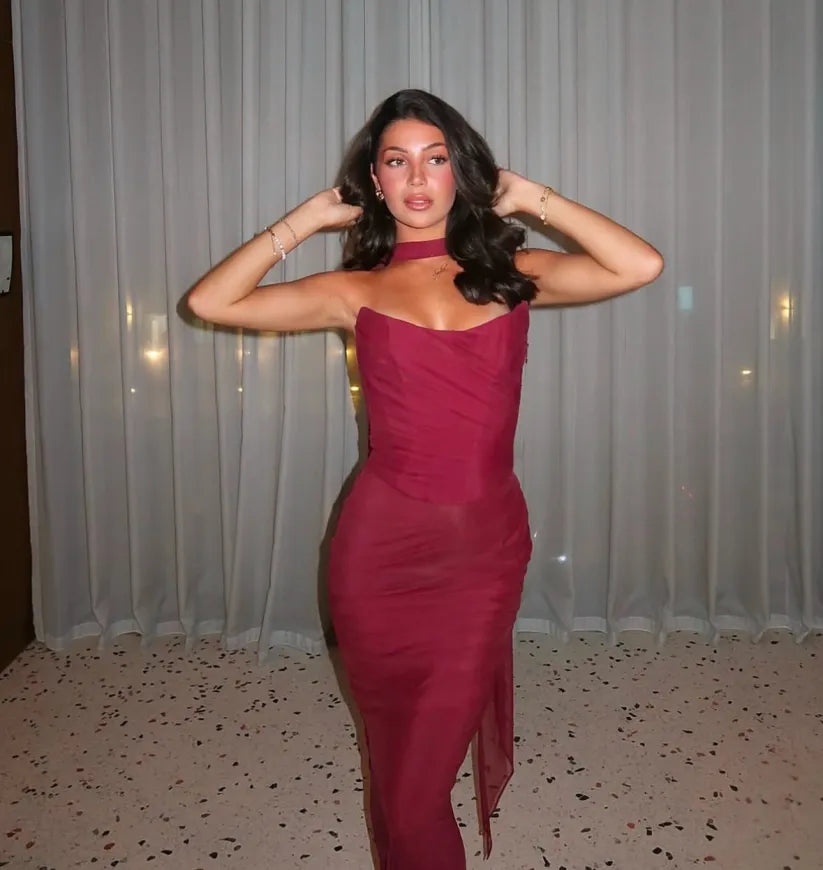Aniyah | Askısız Bodycon Maxi Elbise THESVELTECHIC