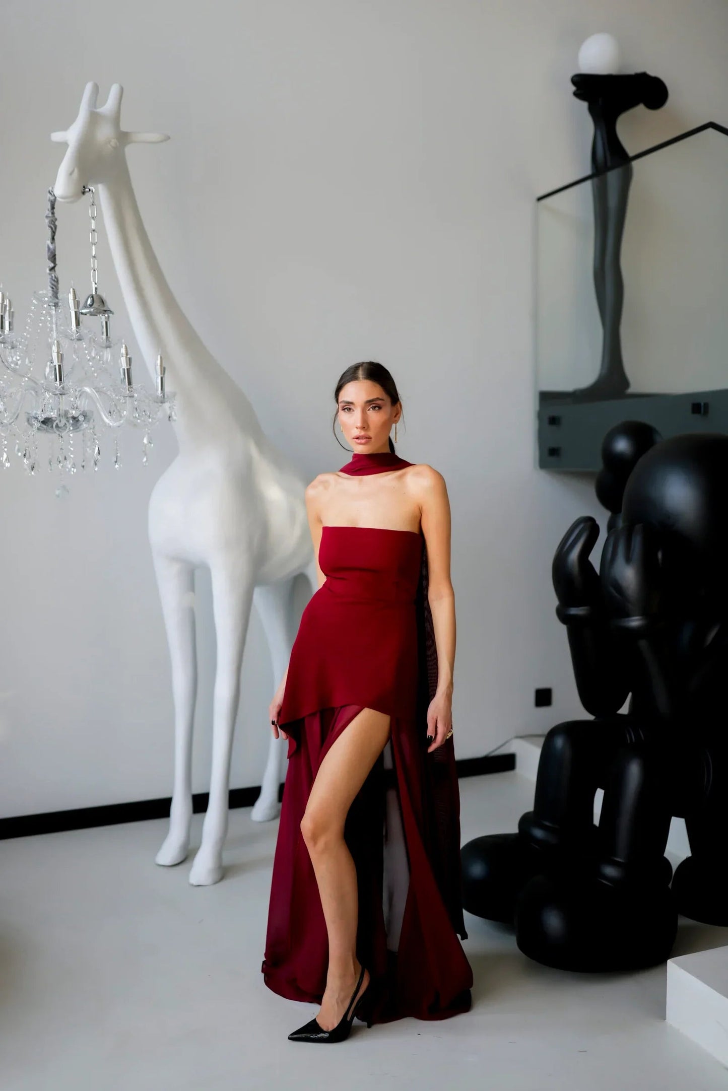 Elodie - Askısız Şifon Abiye Elbise Victoria Tate