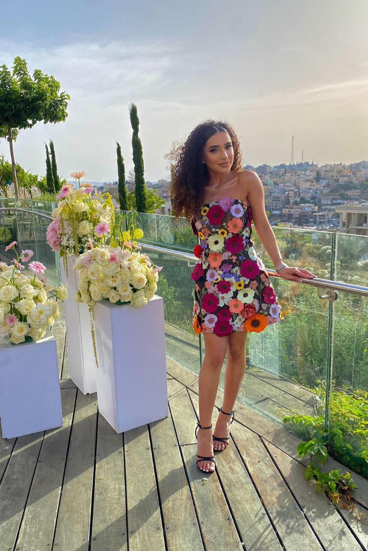 Arinze - Çiçek Detaylı Korsaj Mesh mini Elbise Mağazam