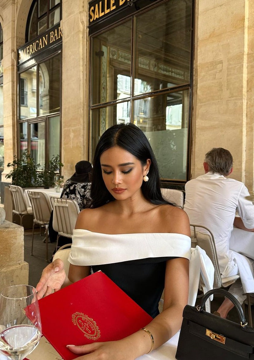Lyriel - Tek Omuzlu Kurdele Bağlamalı Yırtmaçlı Midi Elbise Mağazam
