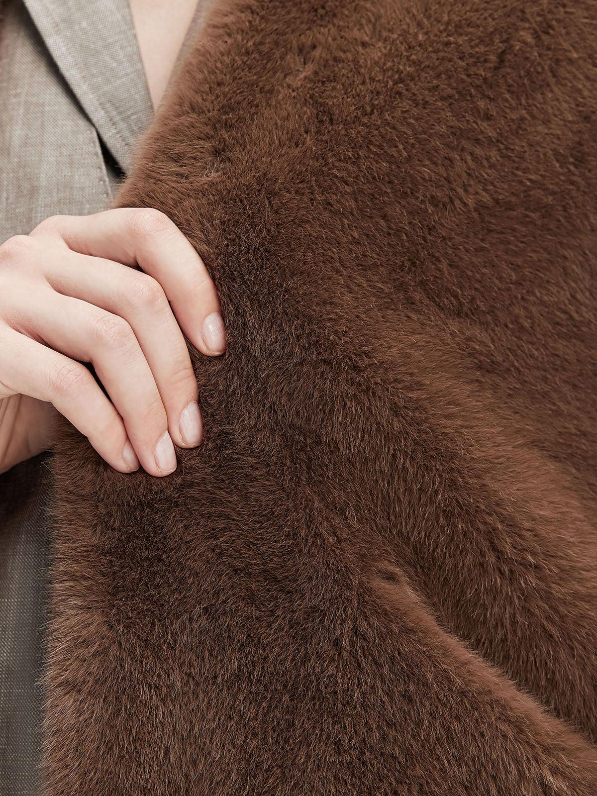 Kahverengi Oversize Peluş Ceket Siaora