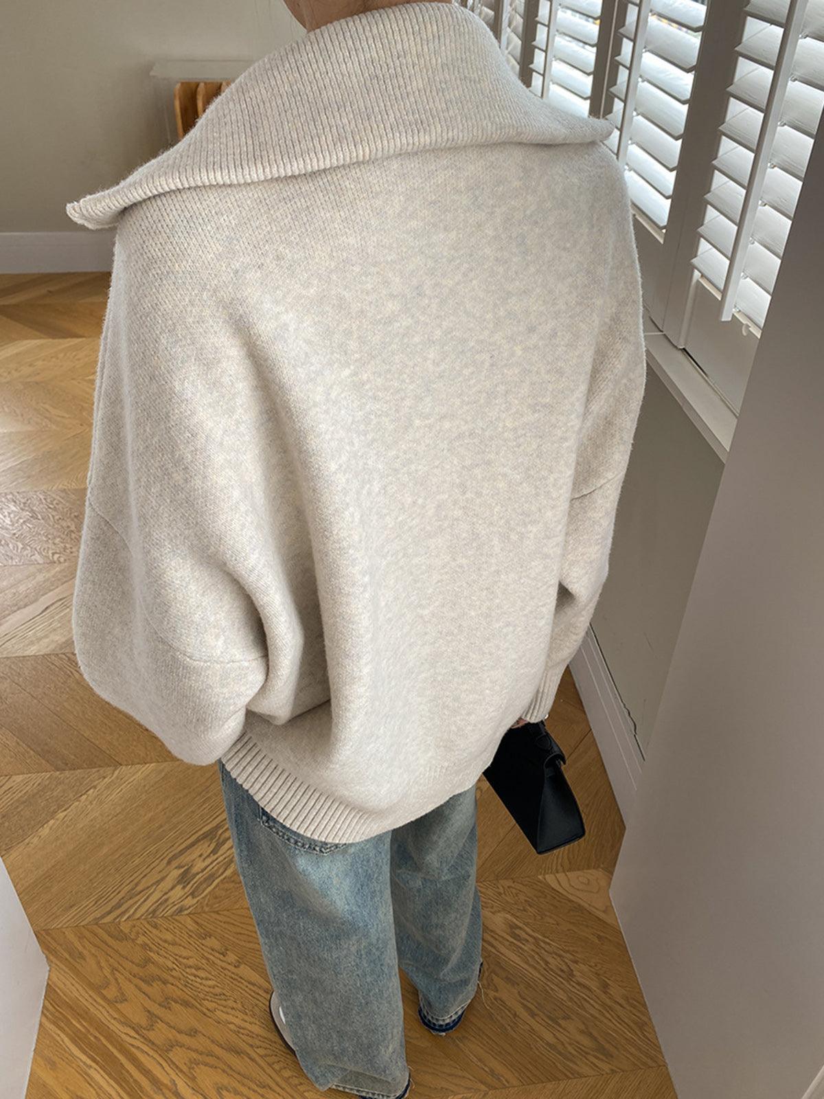 Fermuarlı Oversize Triko Hırka Niebbla