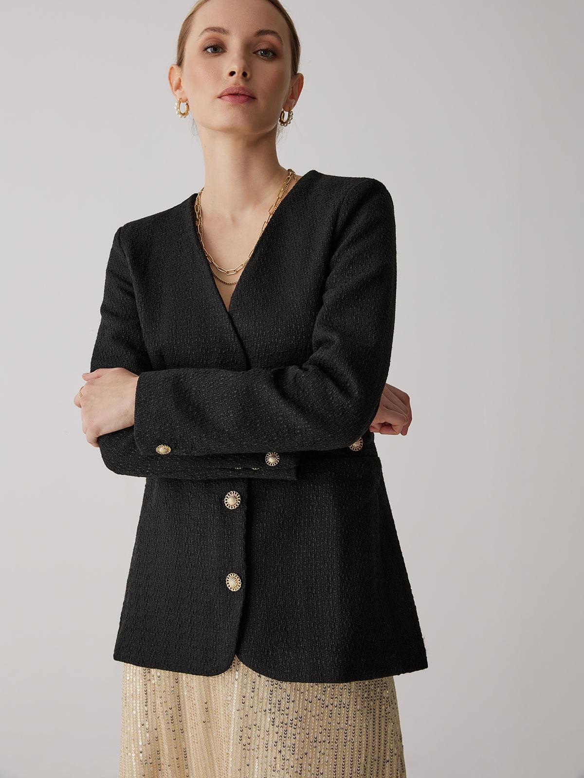 Golden Button Elegance Blazer Siaora