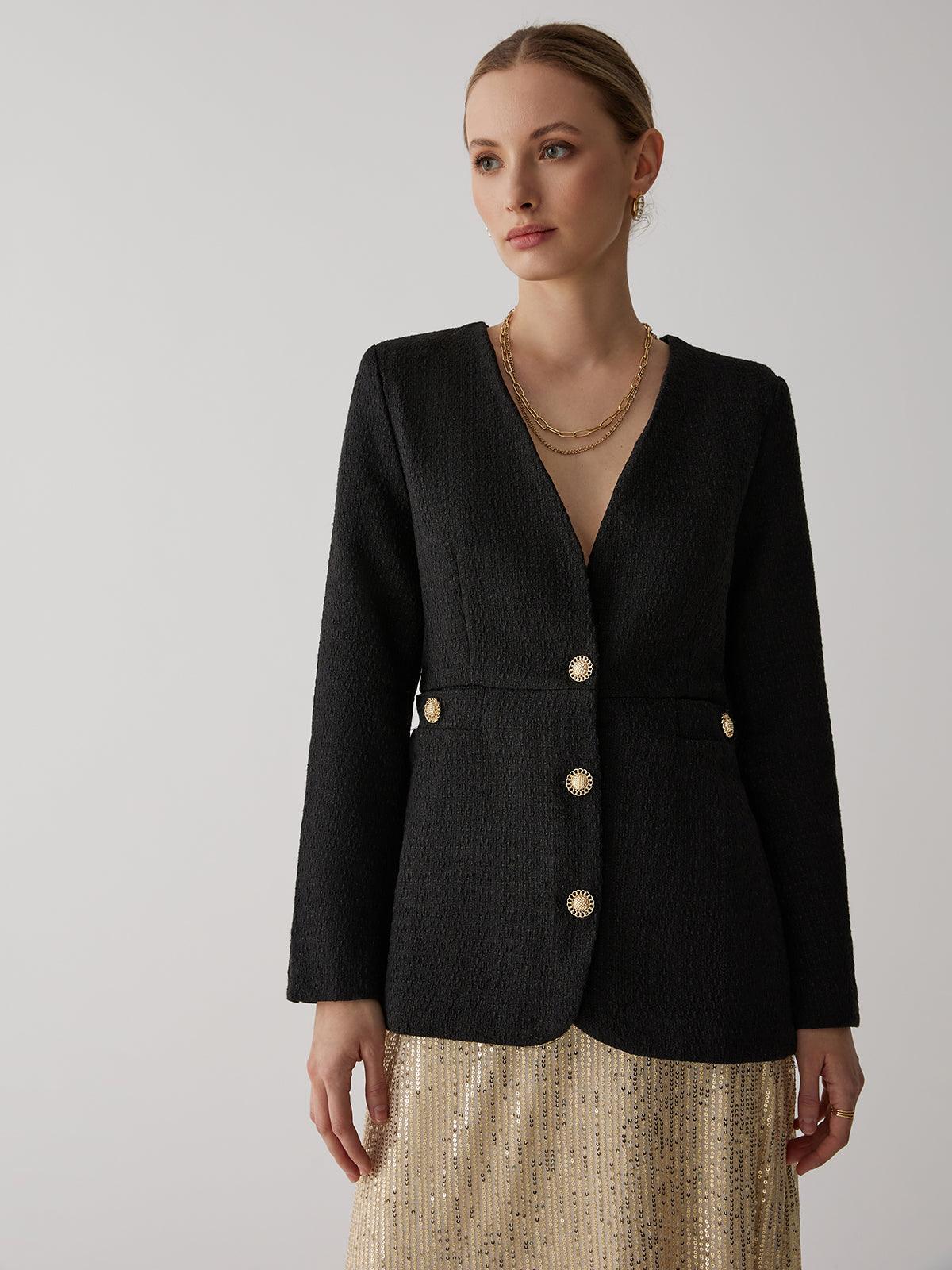 Golden Button Elegance Blazer Siaora