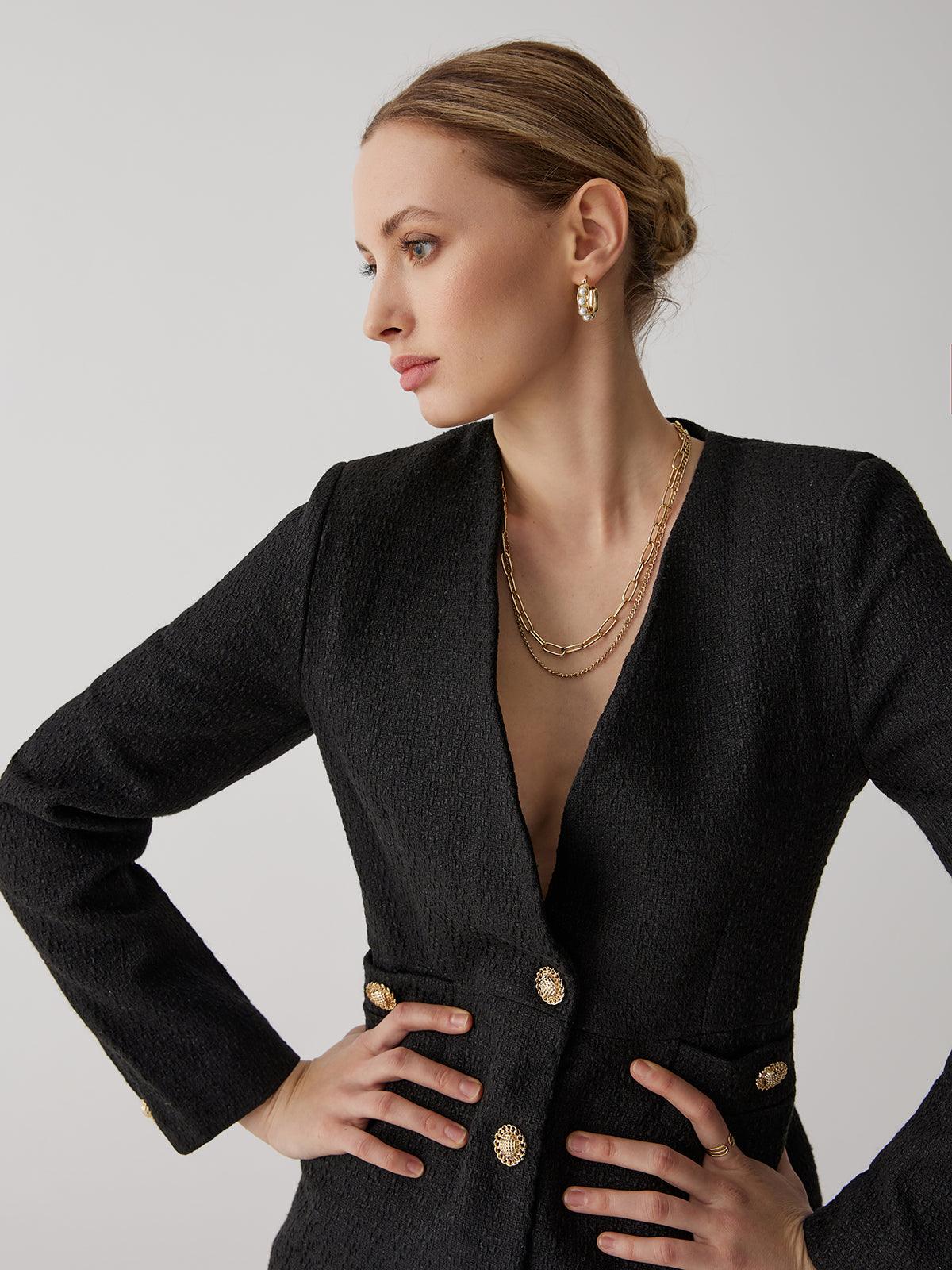 Golden Button Elegance Blazer Siaora