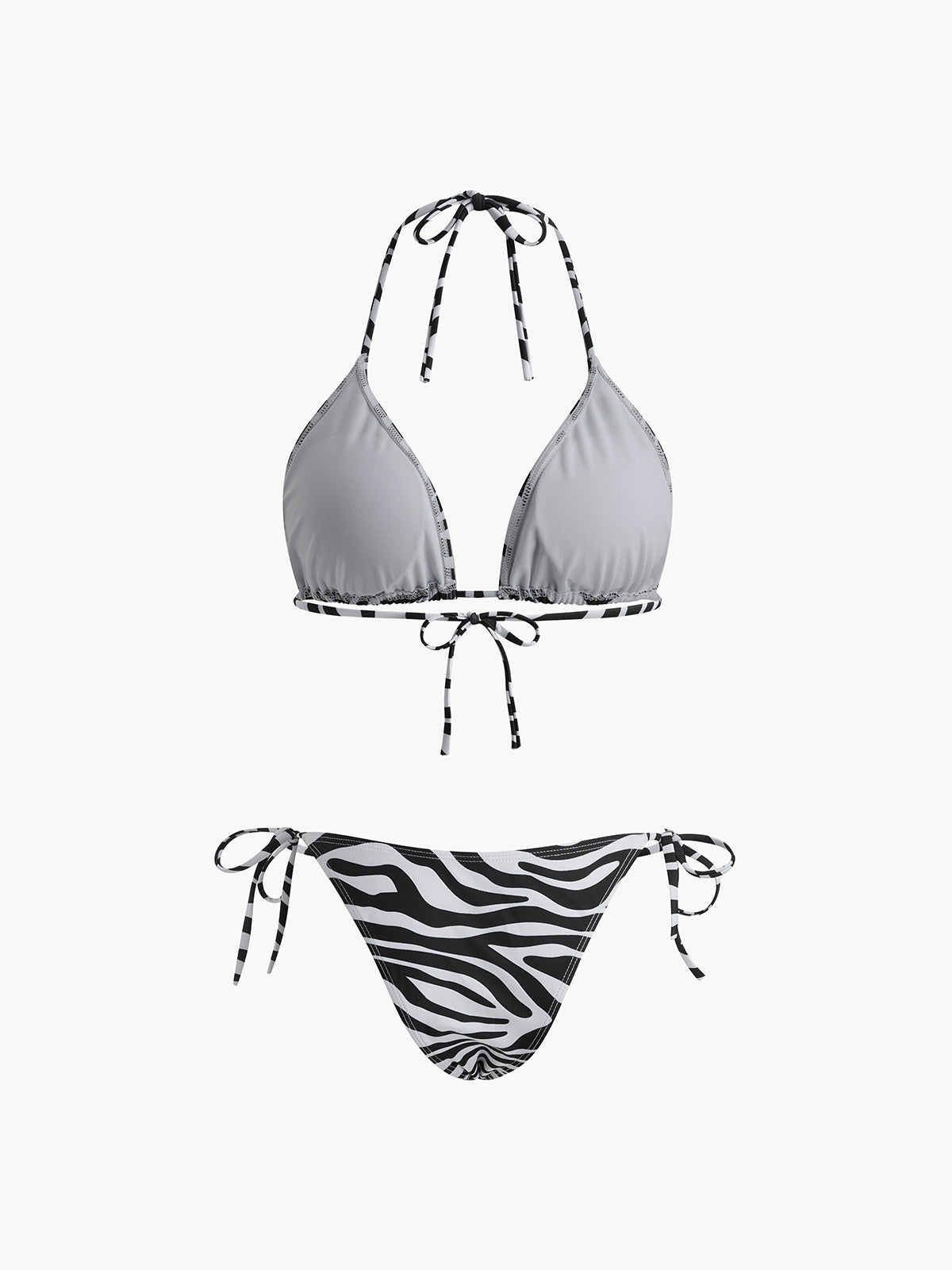 Zebra Çizgili Üçgen Bikini Takımı Siaora