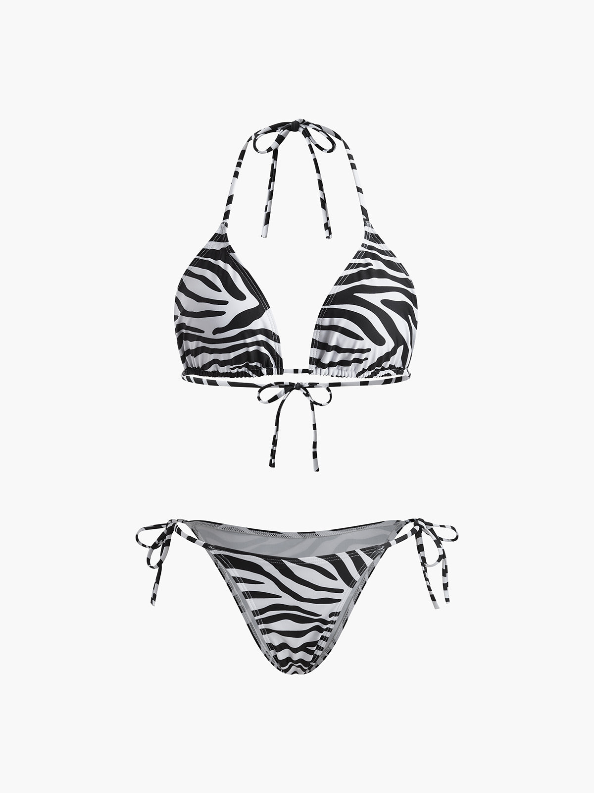 Zebra Çizgili Üçgen Bikini Takımı Siaora