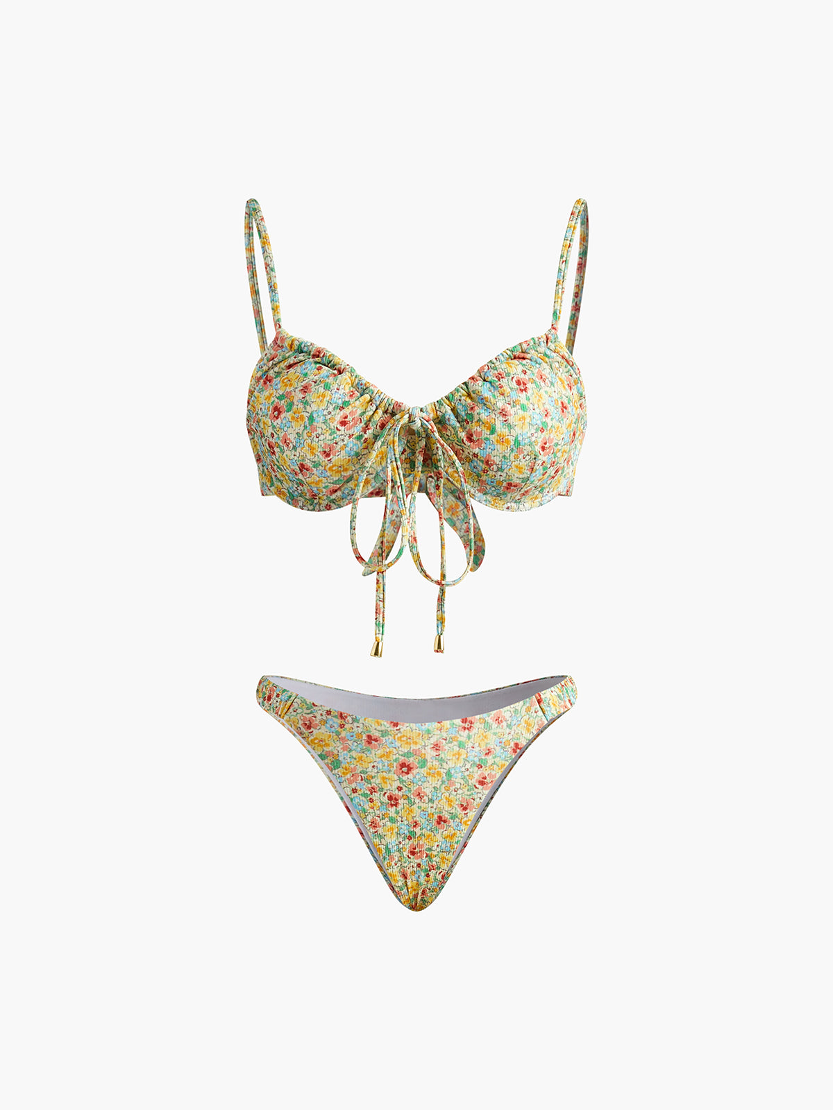 Çiçek Desenli Önden Bağlamalı Bikini Takımı Siaora